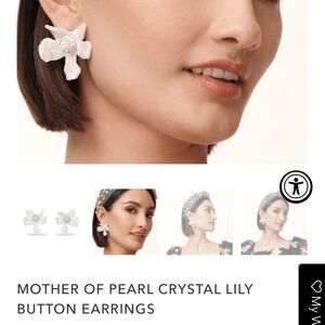 Lele Sadoughi mother of pearl crystal lily button floral earrings